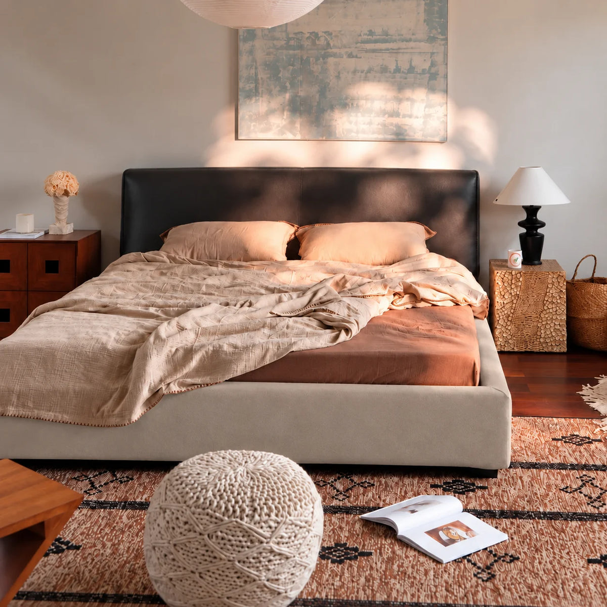 Greige · Stretch-Fit Bed Frame Cover