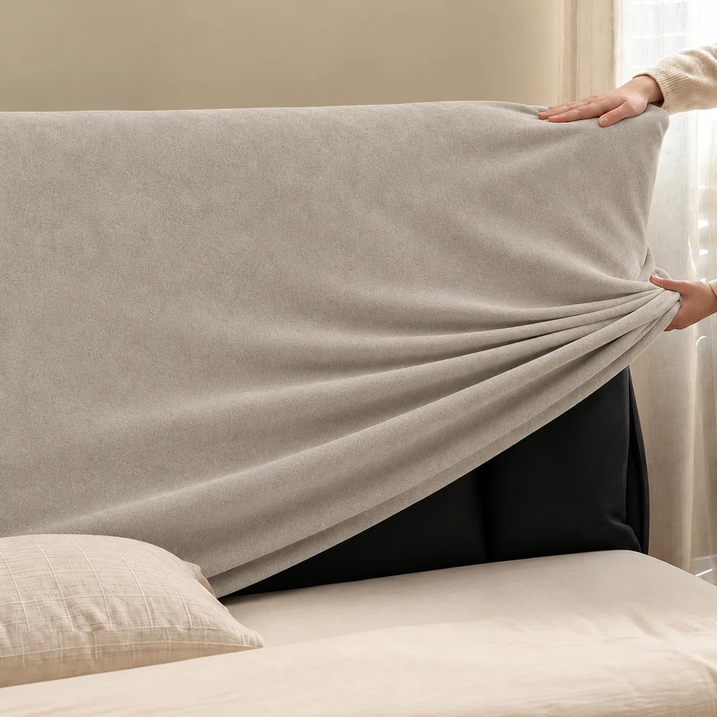 Greige · Stretch-Fit Bed Headboard Cover