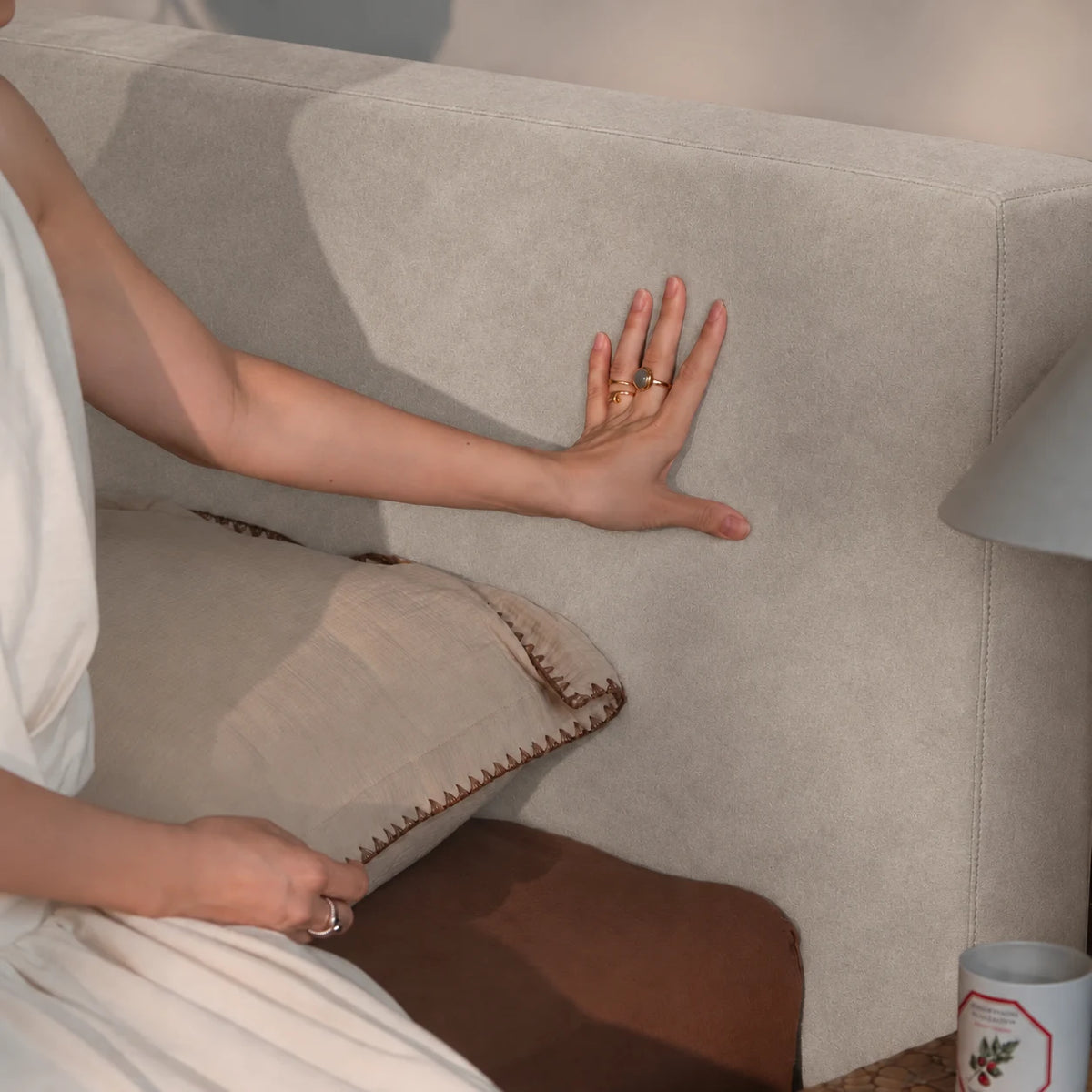 Greige · Stretch-Fit Bed Headboard Cover