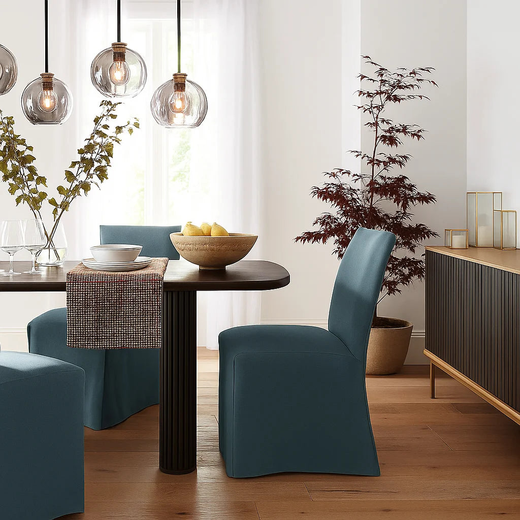 Hazy Blue WB PBV2042 - 15 | Long-Skirt Dining Chair Slipcover