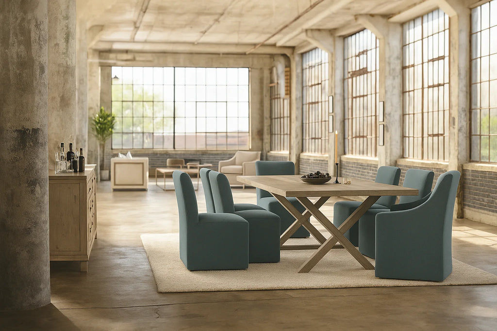 Hazy Blue WB PBV2042 - 15 | Long-Skirt Dining Chair Slipcover