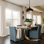 Hazy Blue WB PBV2042 - 15 | Long-Skirt Dining Chair with armrest Slipcover