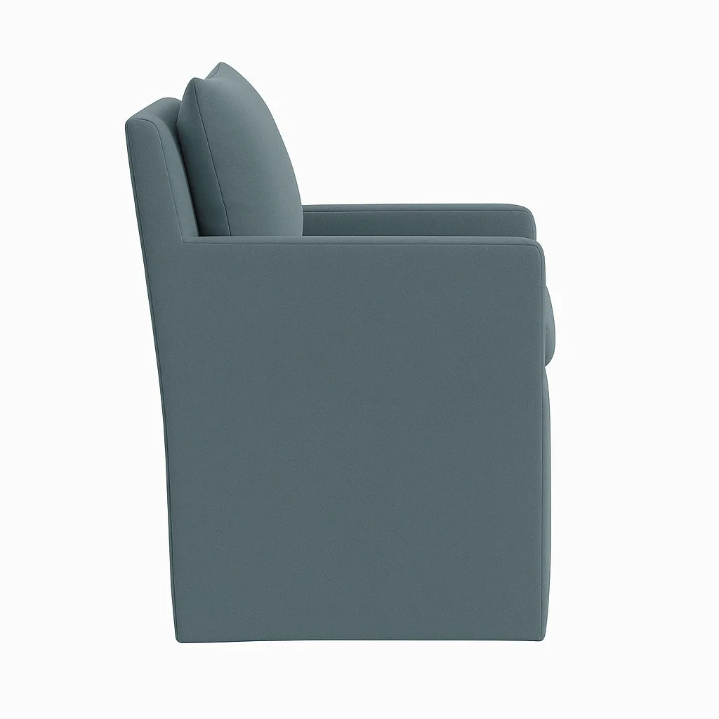 Hazy Blue WB PBV2042 - 15 | Long-Skirt Dining Chair with armrest Slipcover