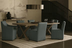 Hazy Blue WB PBV2042 - 15 | Long-Skirt Dining Chair with armrest Slipcover