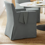 Hazy Blue WB PBV2042 - 15 | Long-Skirt Dining Chair with armrest Slipcover
