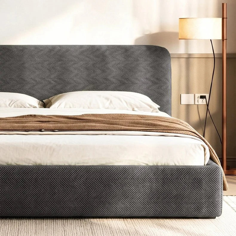 Herringbone Chenille Stretch-Fit Bed Headboard Cover