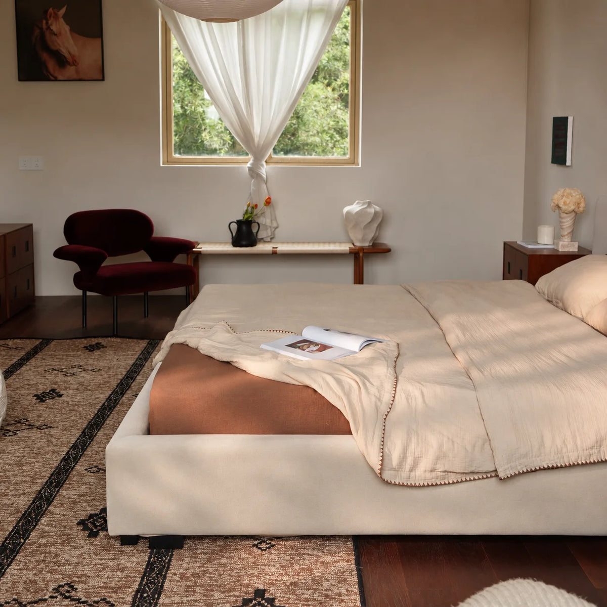 Ivory Cream · Stretch-Fit Bed Frame Cover