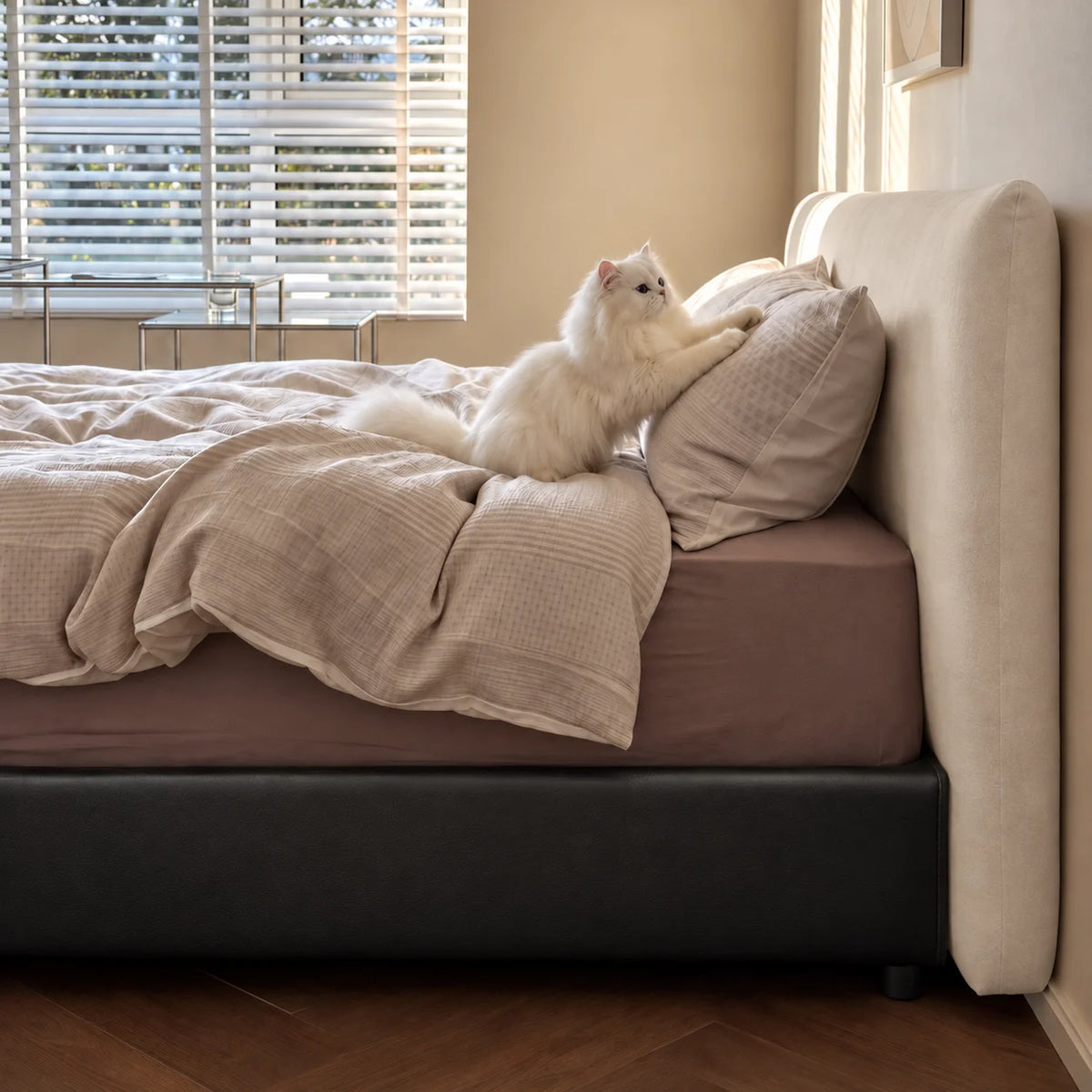 Ivory Cream · Stretch-Fit Bed Headboard Cover
