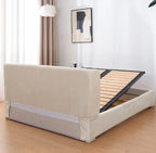 Ivory Cream · Stretch-Fit Inset Bed Frame Cover · Tie Straps + Back Elastic
