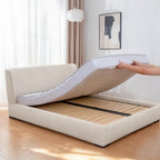 Ivory Cream · Stretch-Fit Inset Bed Frame Cover · Tie Straps + Back Elastic