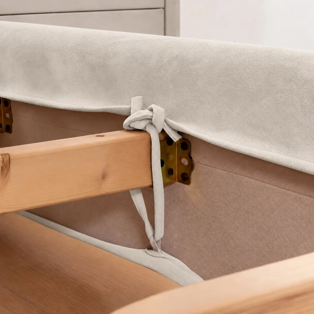 Ivory Cream · Stretch-Fit Inset Bed Frame Cover · Tie Straps + Back Elastic