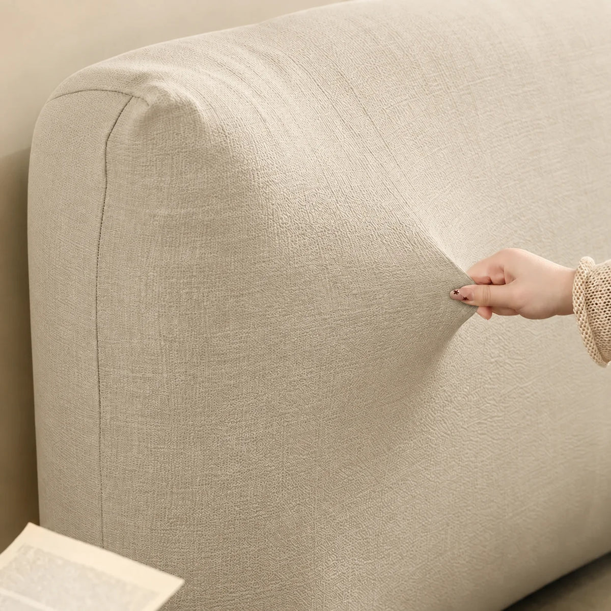 Ivory Cream · Stretch-Fit Bed Headboard Cover
