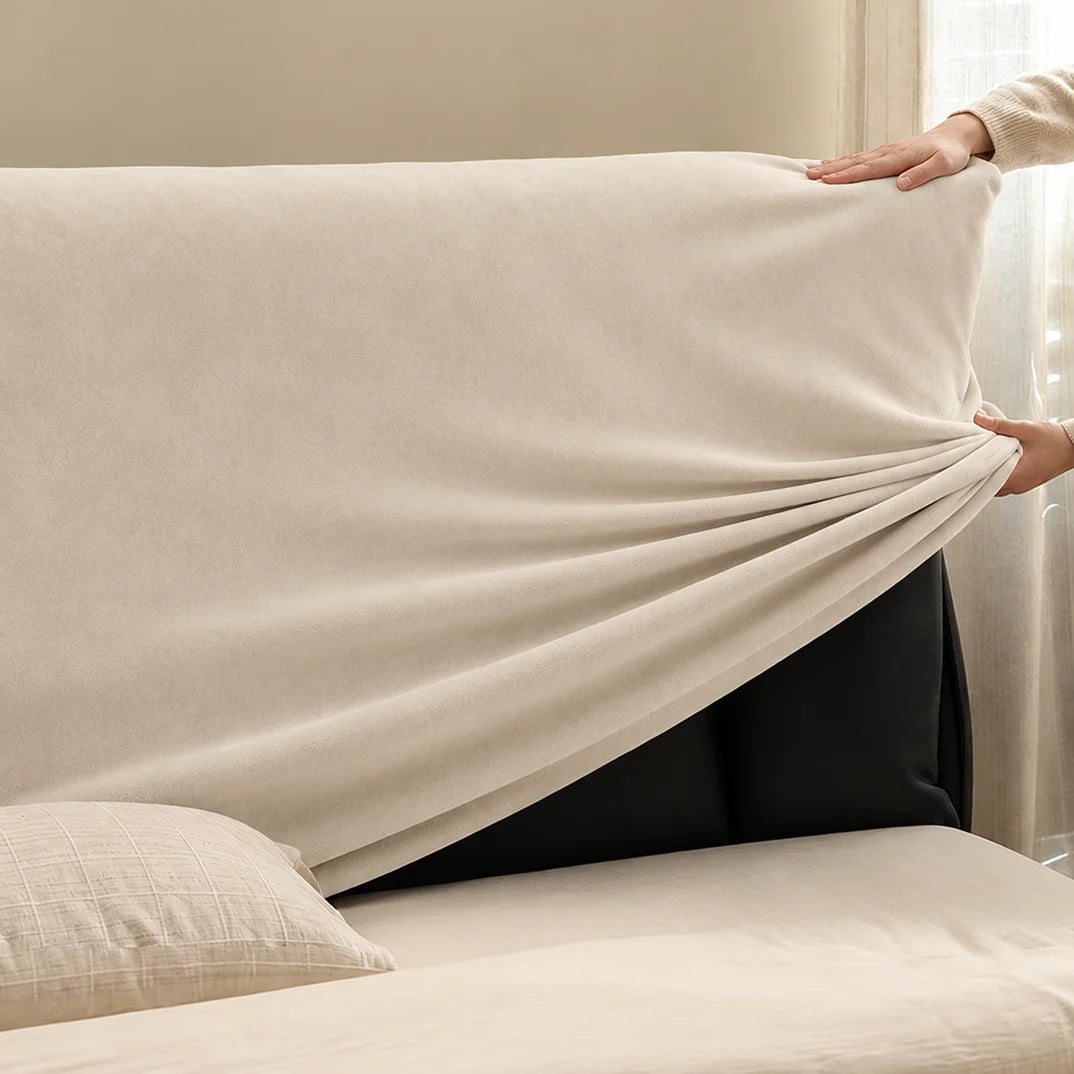 Ivory Cream · Stretch-Fit Bed Headboard Cover