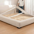 Ivory Cream · Stretch-Fit Inset Bed Frame Cover · Elastic Bands + Back Elastic