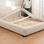 Ivory Cream · Stretch-Fit Inset Bed Frame Cover · Elastic Bands + Back Elastic