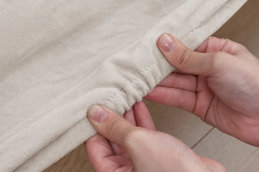 Ivory Cream · Stretch-Fit Inset Bed Frame Cover · Elastic Bands + Back Elastic