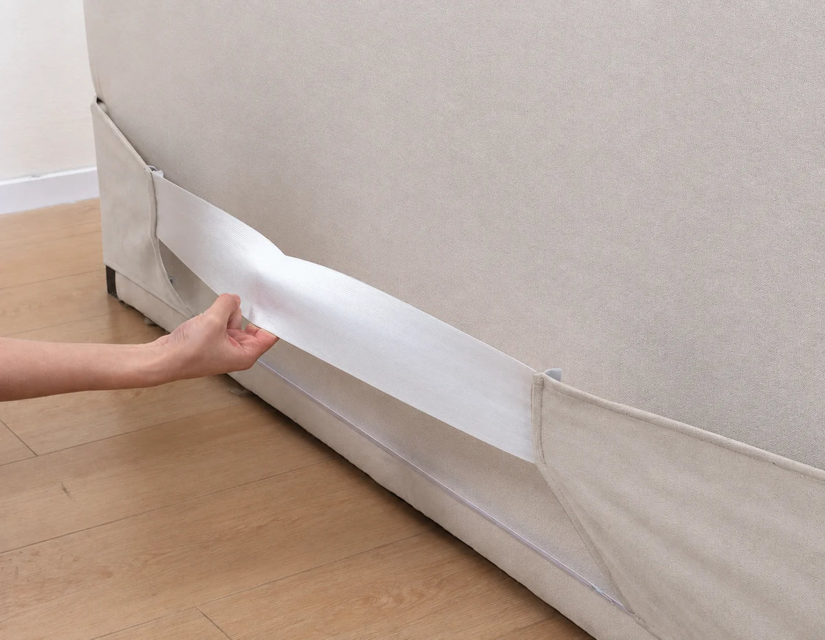 Ivory Cream · Stretch-Fit Inset Bed Frame Cover · Elastic Bands + Back Elastic