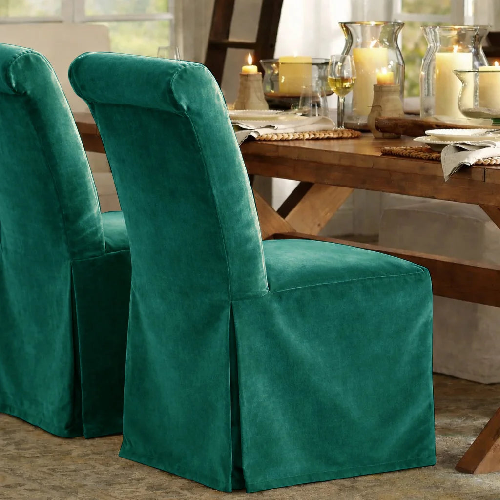 Juniper Green WB PBV2042 - 40 | Long-Skirt Dining Chair Slipcover