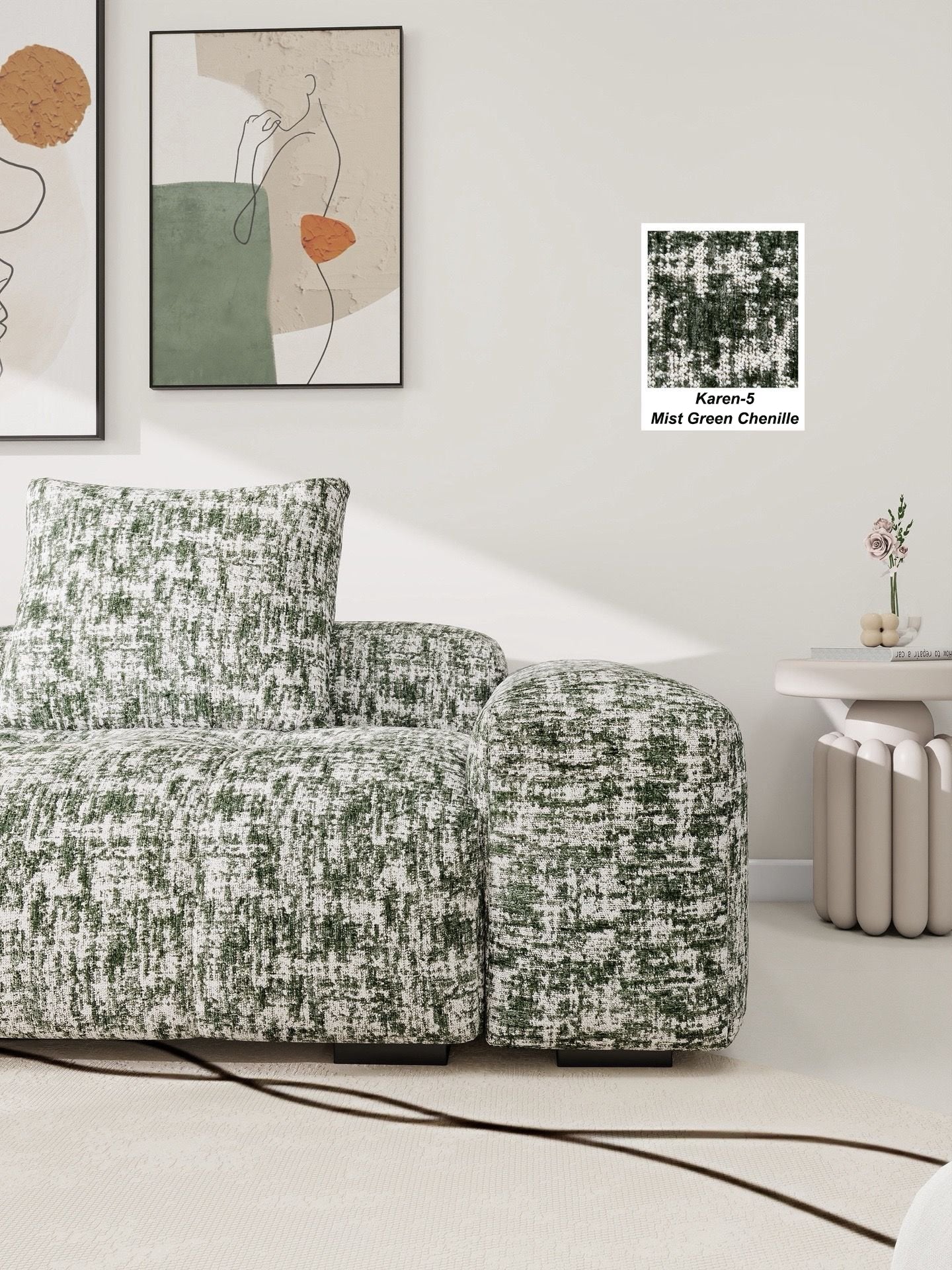 Karen-5 | Mist Green Chenille