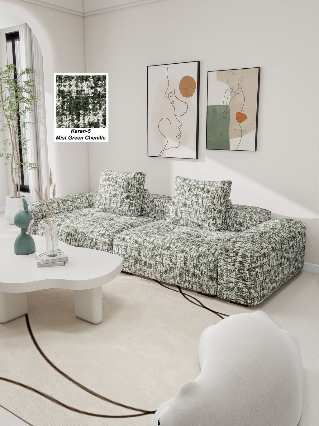 Karen-5 | Mist Green Chenille