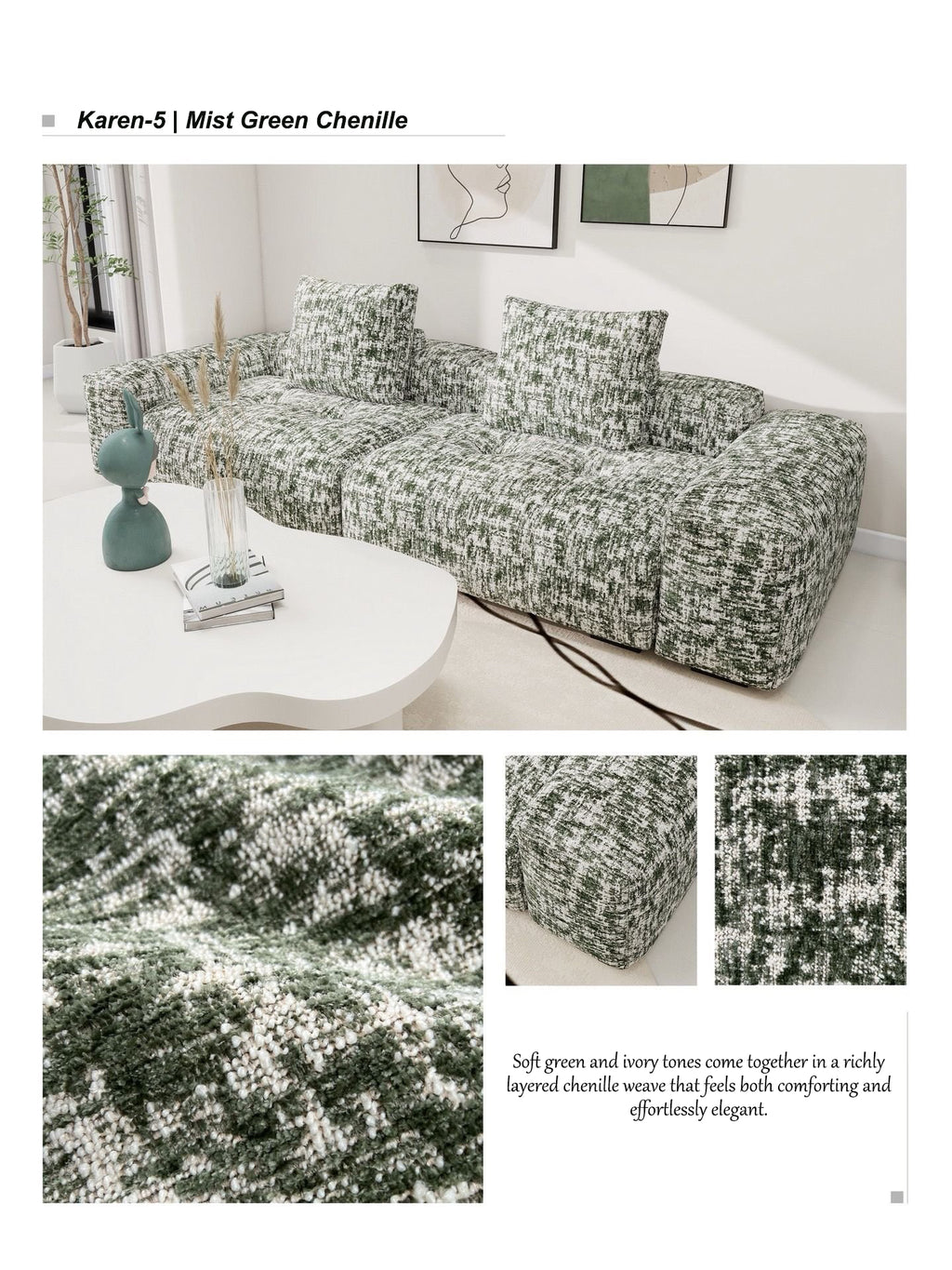 Karen-5 | Mist Green Chenille