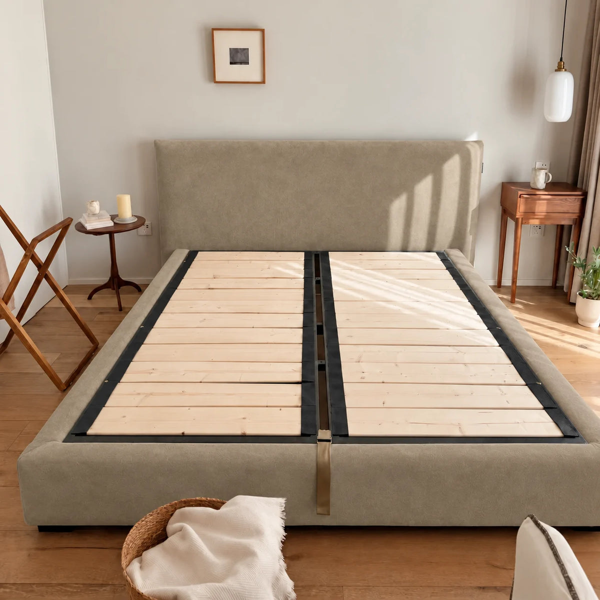 Khaki · Stretch-Fit Bed Frame Cover