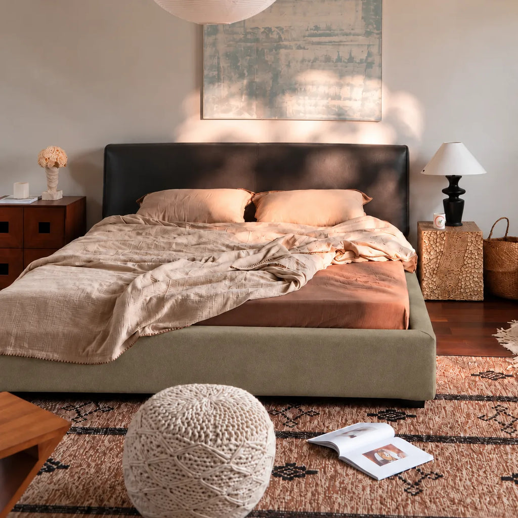 Khaki · Stretch-Fit Bed Frame Cover