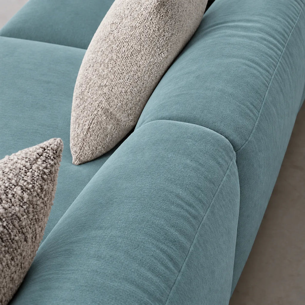 Custom Sofa Slipcover — Luna · Lagoon Silk
