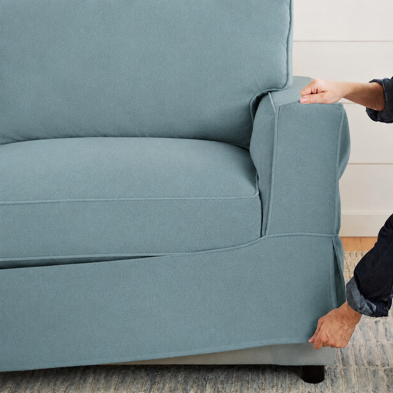 Lagoon Silk Luna-04 custom sofa slipcover
