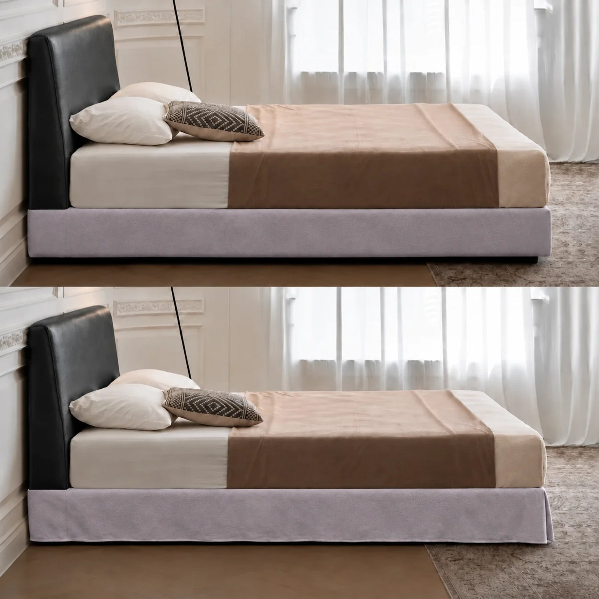 Lavender-Gray · Stretch-Fit Bed Frame Cover