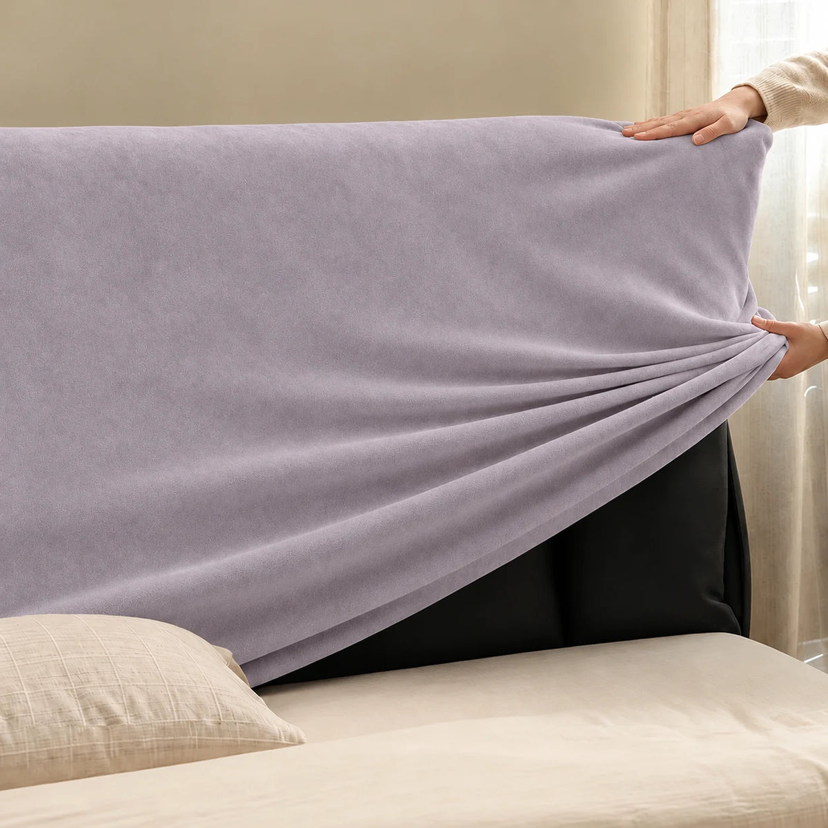 Lavender-Gray · Stretch-Fit Bed Headboard Cover