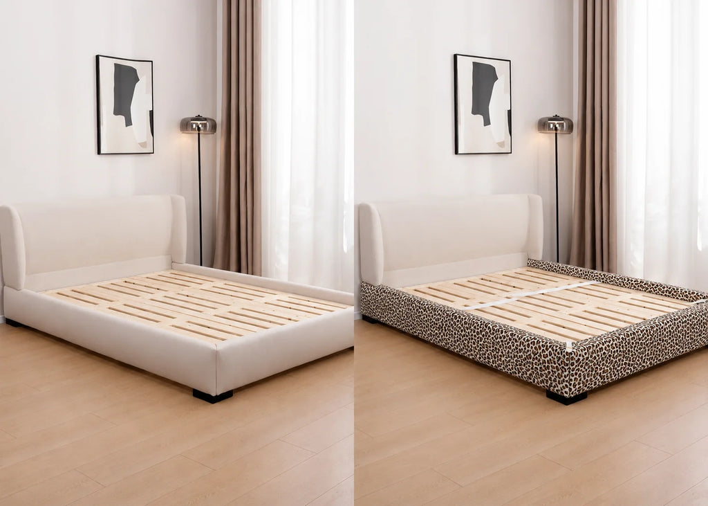 Leopard · Stretch-Fit Inset Bed Frame Cover · Elastic Bands + Back Elastic