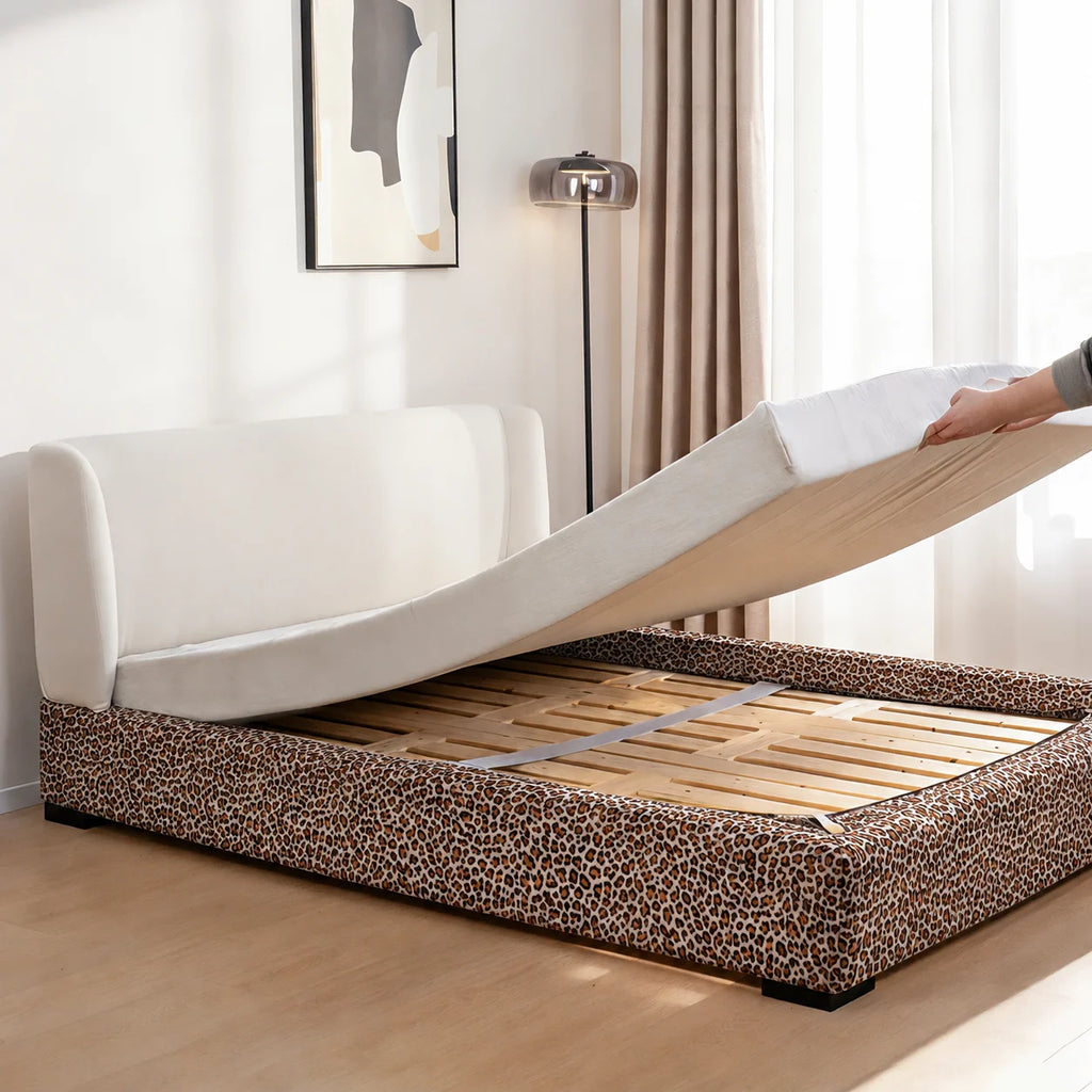 Leopard · Stretch-Fit Inset Bed Frame Cover · Elastic Bands + Back Elastic