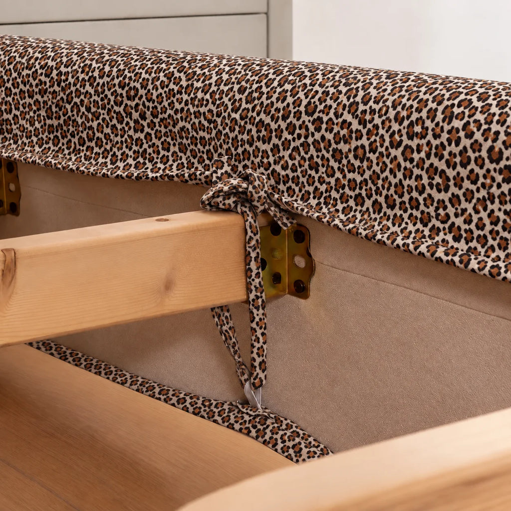 Leopard · Stretch-Fit Inset Bed Frame Cover · Tie Straps + Back Elastic
