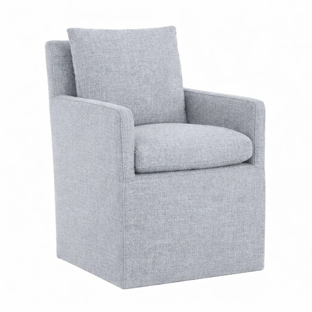 Light Gray ML 625 - 03 | Long-Skirt Dining Chair with armrest Slipcover