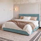 Custom Bed Frame Cover — Luna · Lagoon Silk