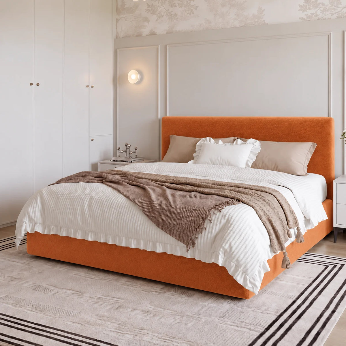 Custom Bed Frame Cover — Luna · Amber Flame