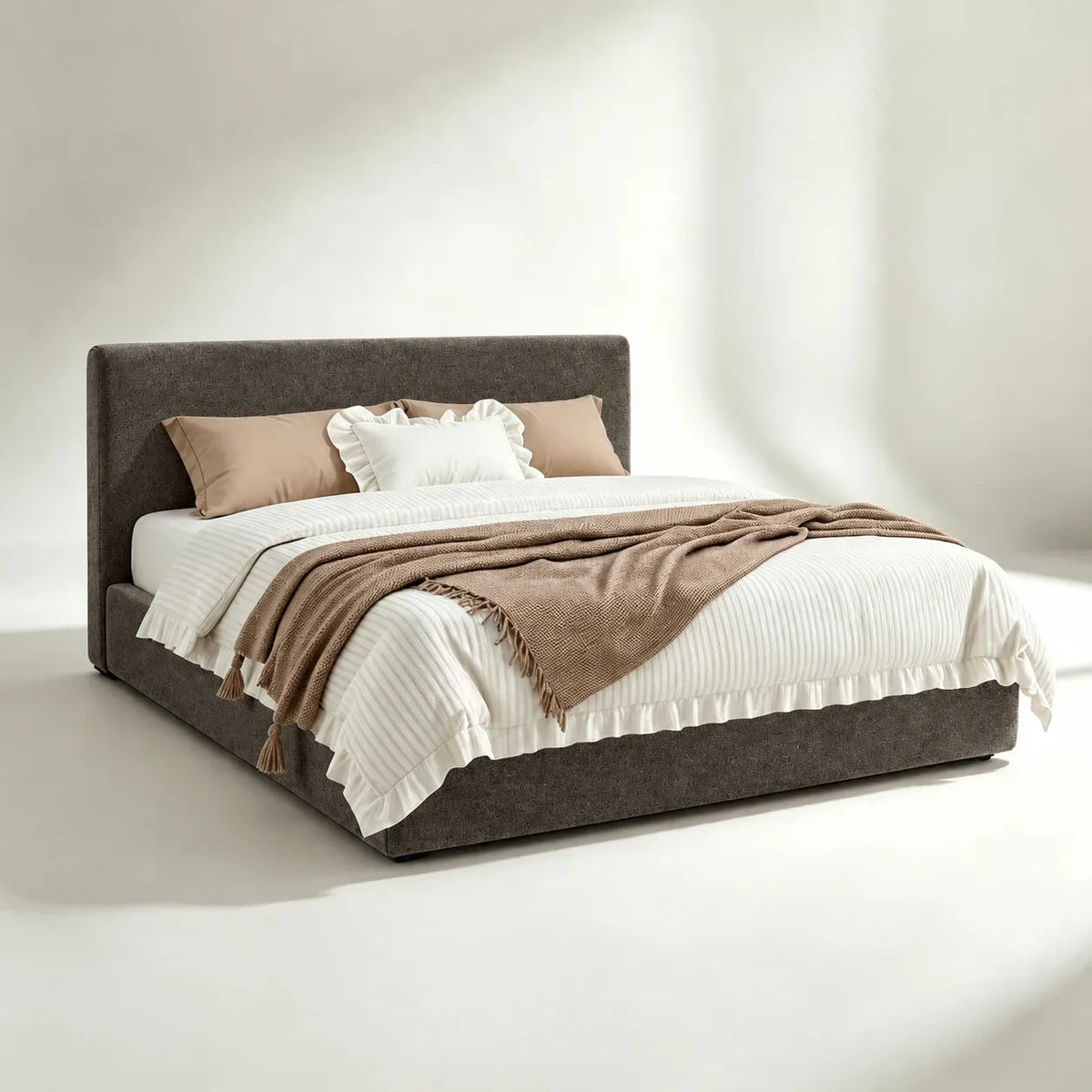 Custom Bed Frame Cover — Luna · Stone Mink