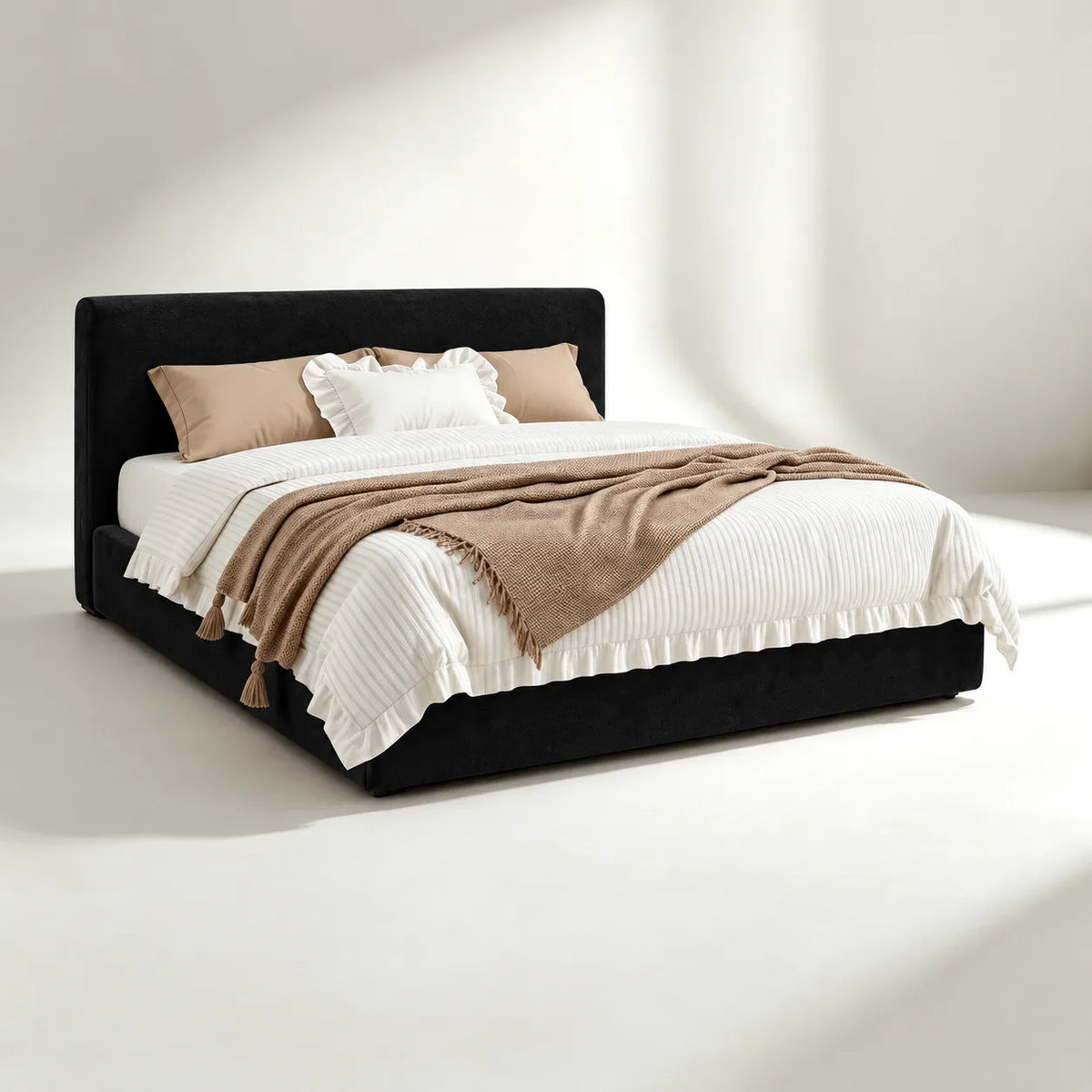 Custom Bed Frame Cover — Luna · Obsidian Matte