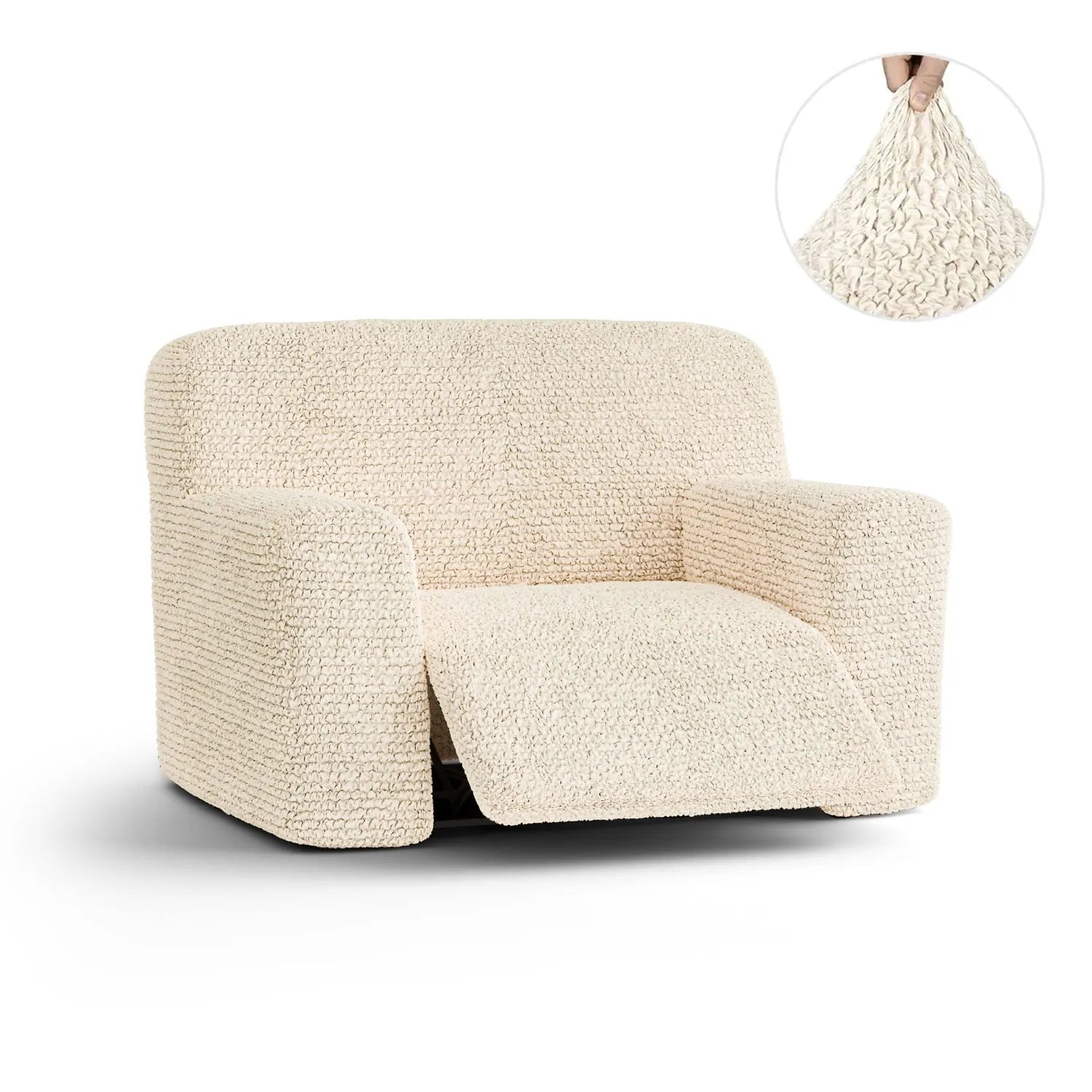 Housse de fauteuil inclinable en microfibre crème