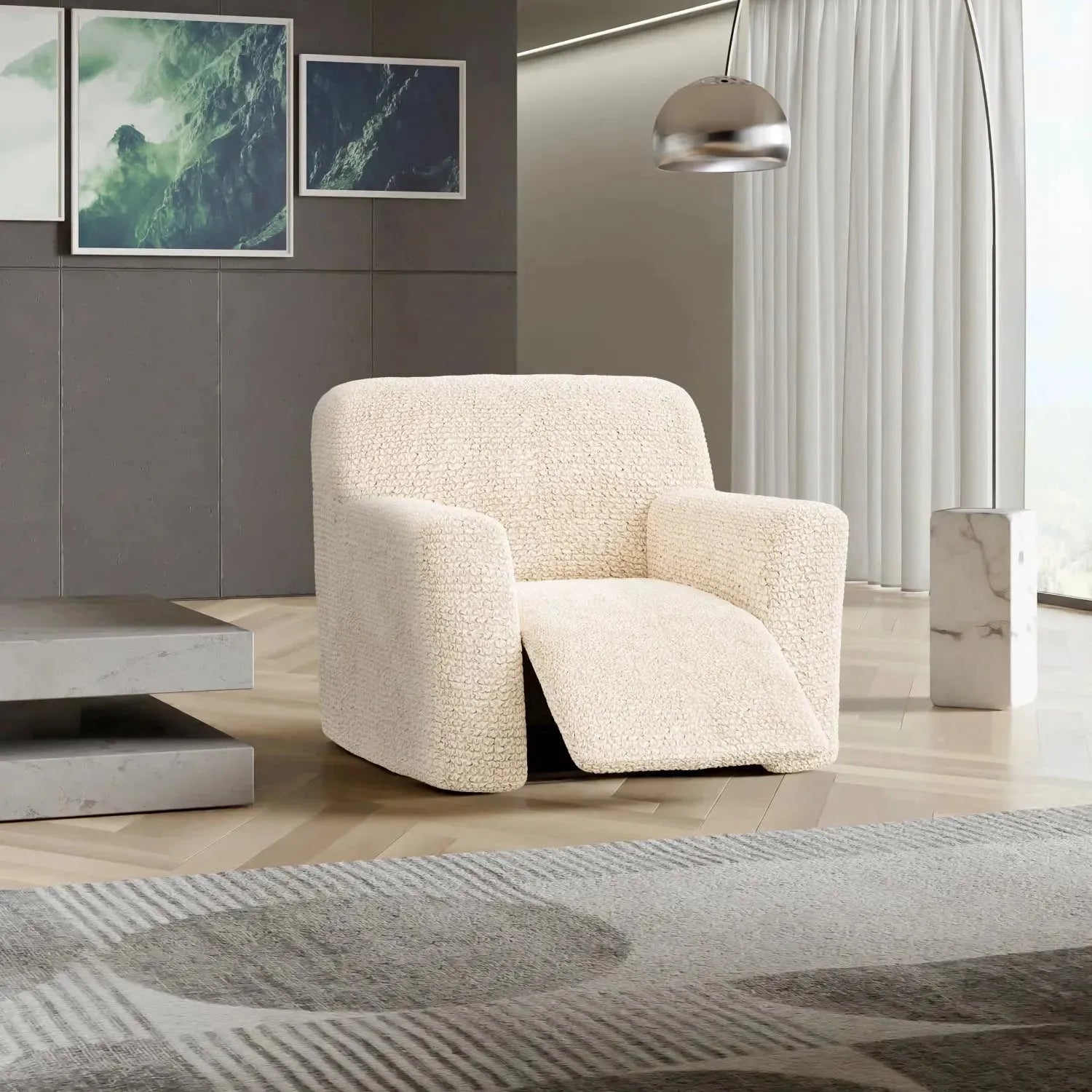 Housse de fauteuil inclinable en microfibre crème