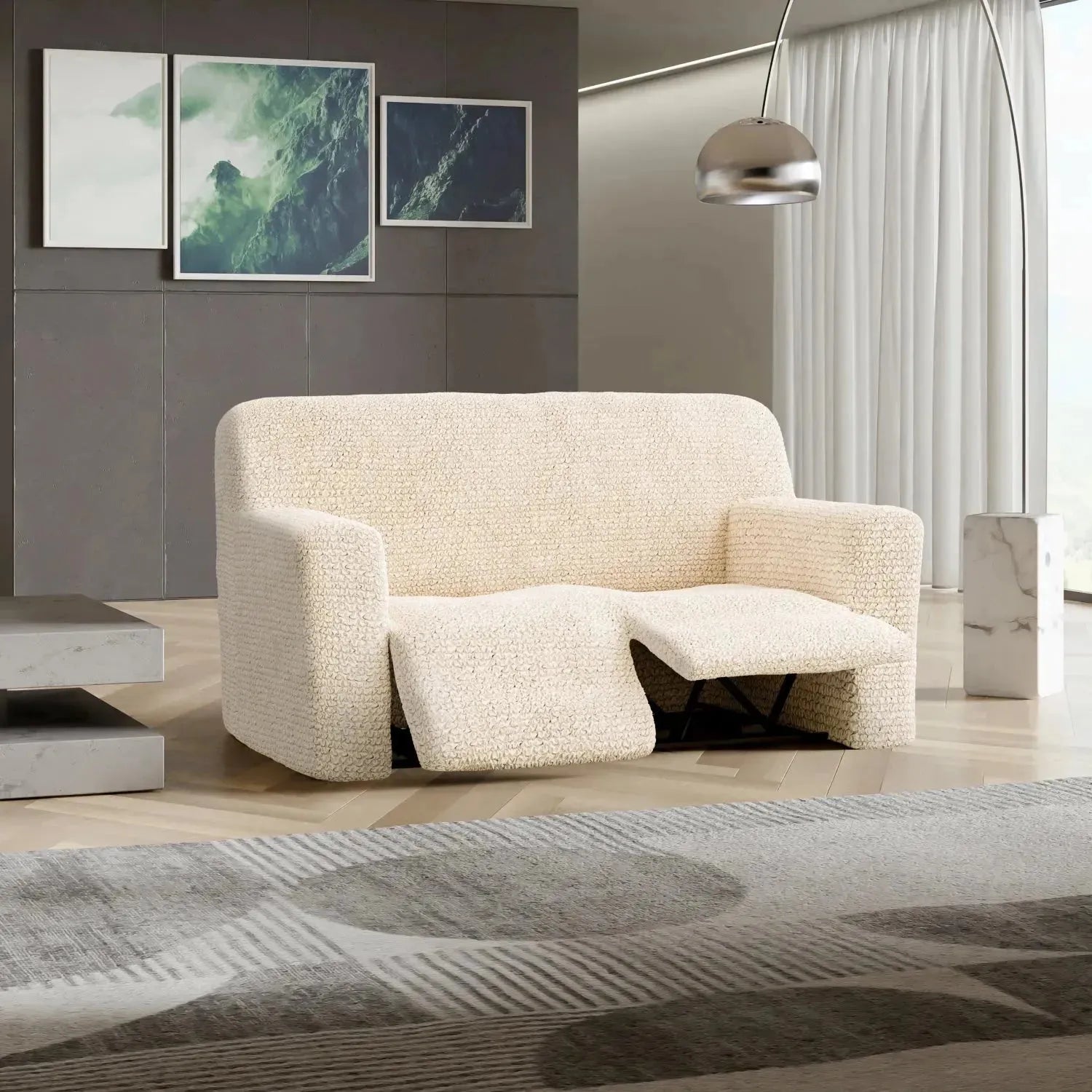 Housse de fauteuil inclinable en microfibre crème