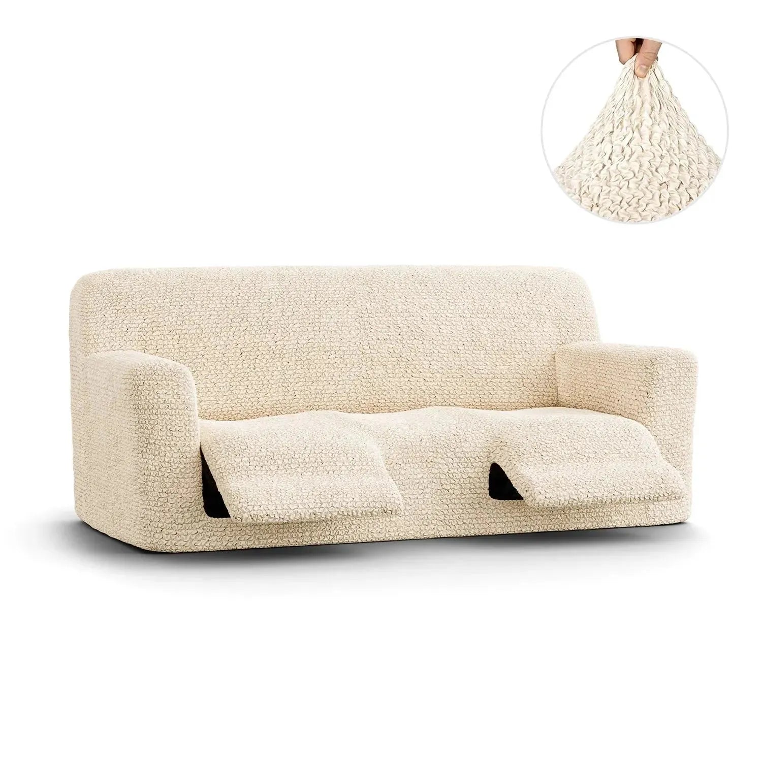 Housse de fauteuil inclinable en microfibre crème