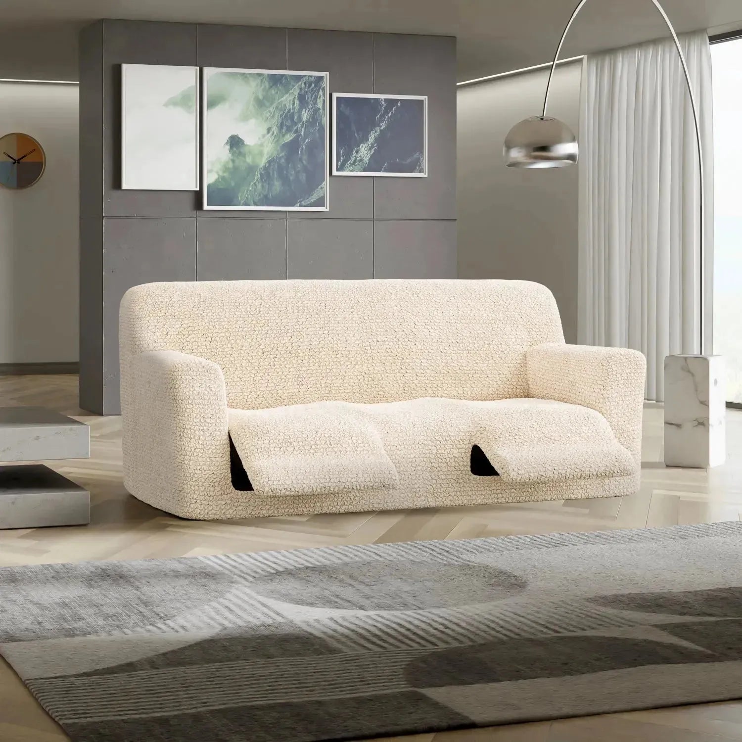 Housse de fauteuil inclinable en microfibre crème