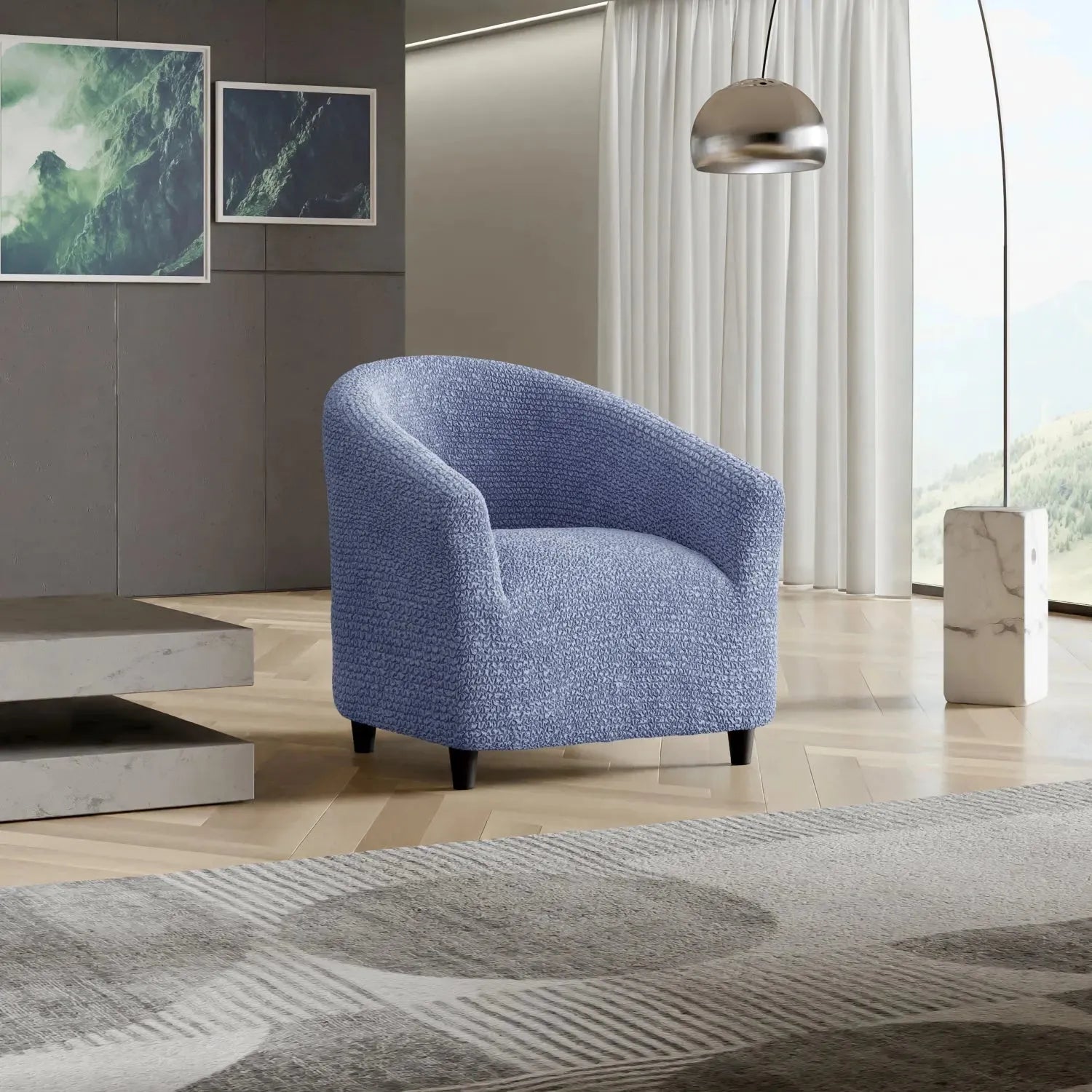 Housse de fauteuil en microfibre bleue