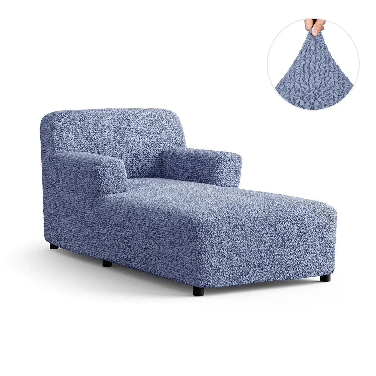Housse de chaise longue en microfibre bleue