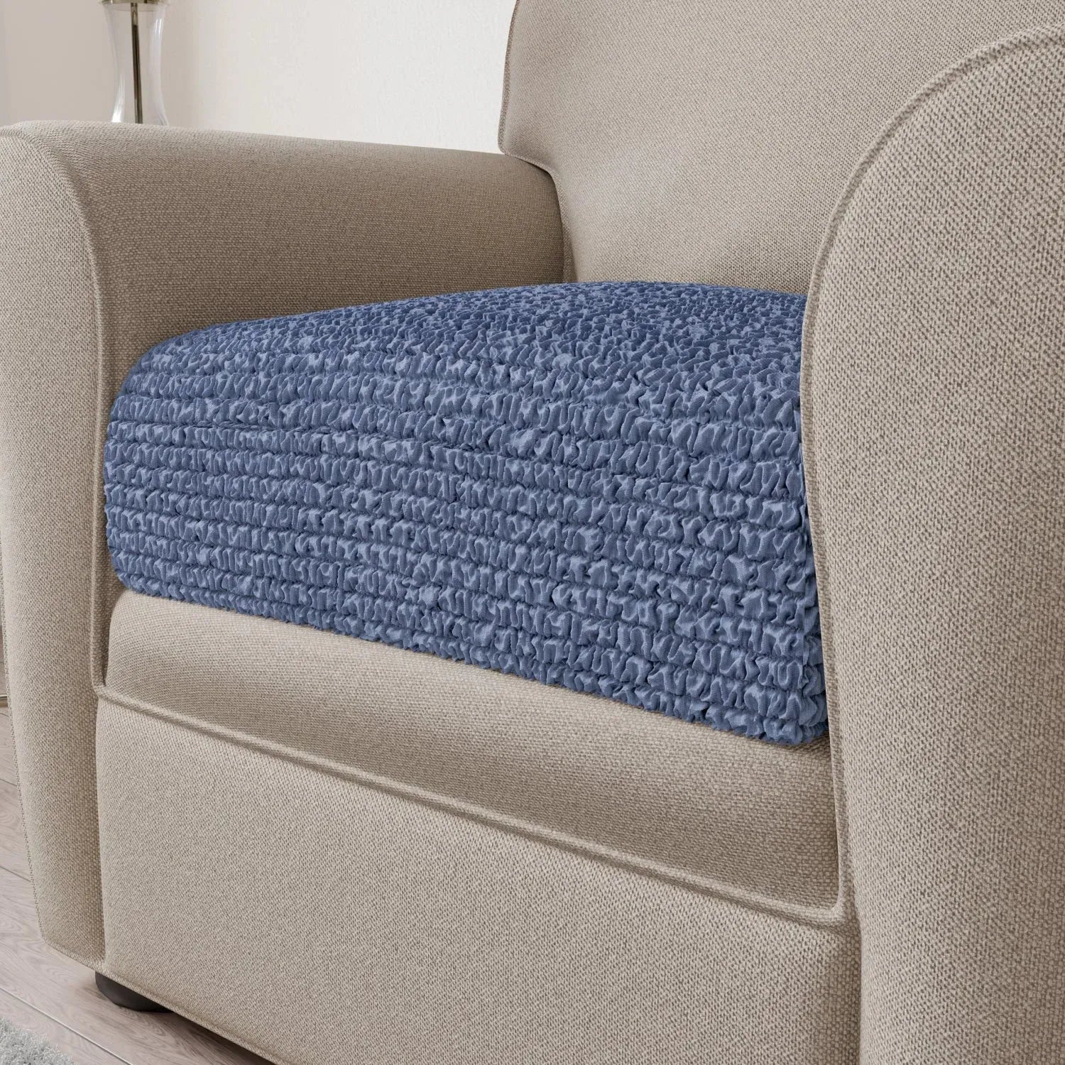 Housse de coussin de siège en microfibre bleue