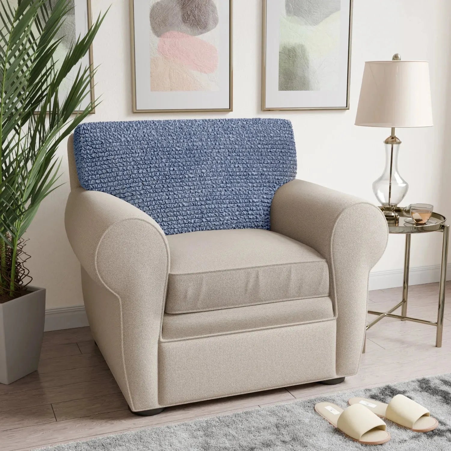 Housse de coussin de siège en microfibre bleue