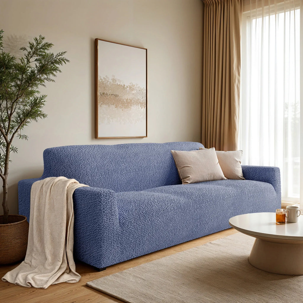 Blue Microfibra Sofa Slipcover