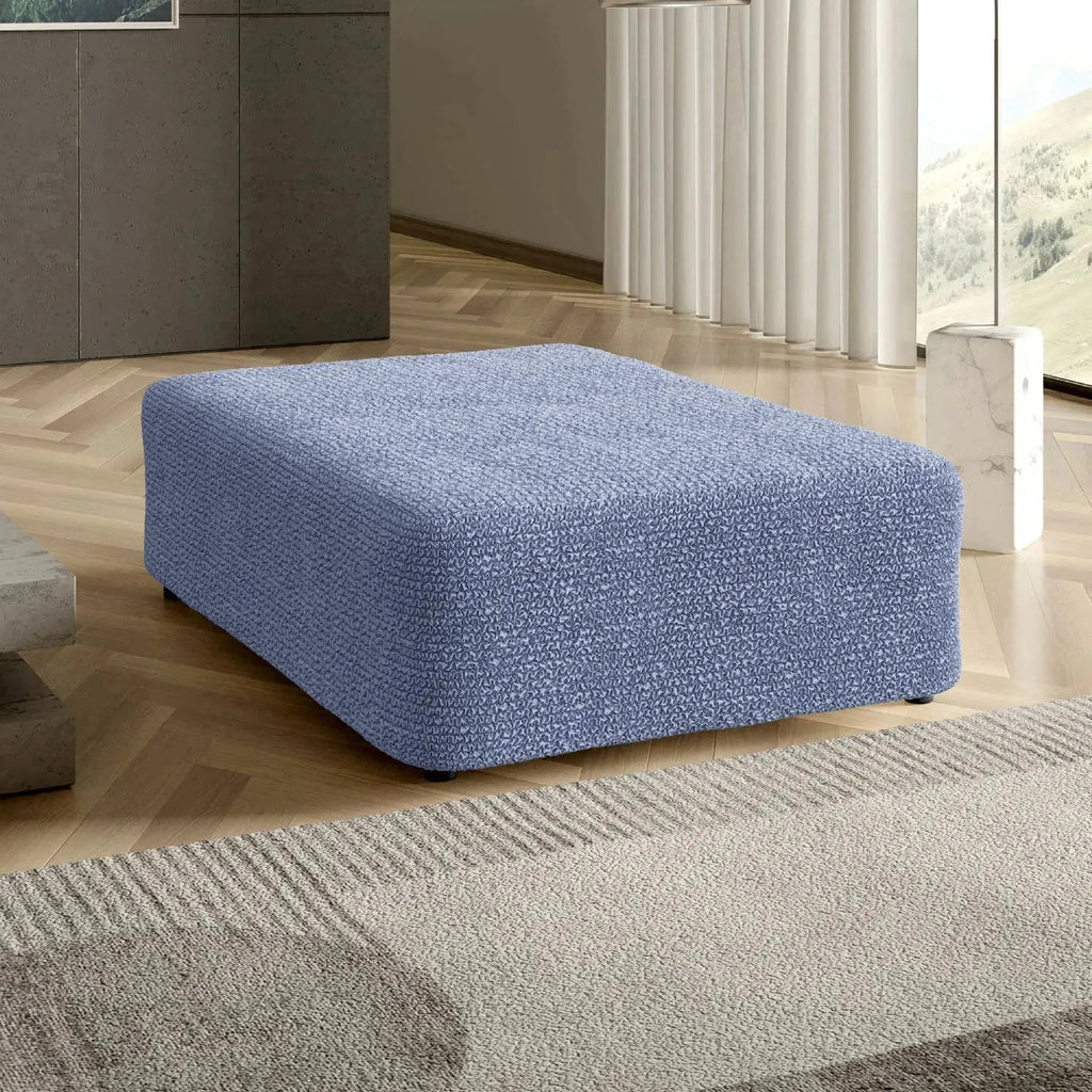 Funda de otomana de microfibra azul
